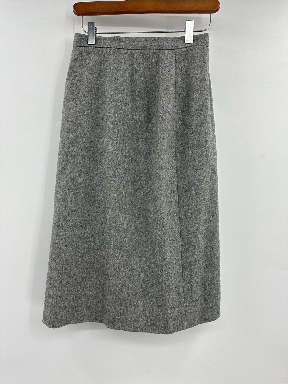 Vintage Barry Bricken Elegant Mid-Length Gray Wool Blend Skirt